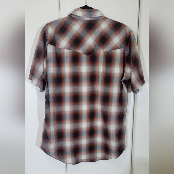 Plains Western Wear Men's Plaid Snap Buttons Shirt sz M - Picture 4 of 7